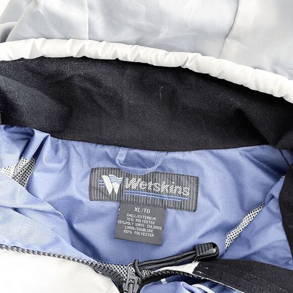 Wetskins Men's Waterproof Colorblock Hooded Rain Jacket Blue White XL - Picture 3 of 6